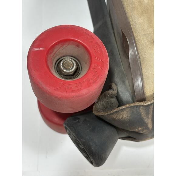 Vintage Variflex Brown Leather Suede Roller Skates Size 10 D 4 Wheels - Picture 9 of 14